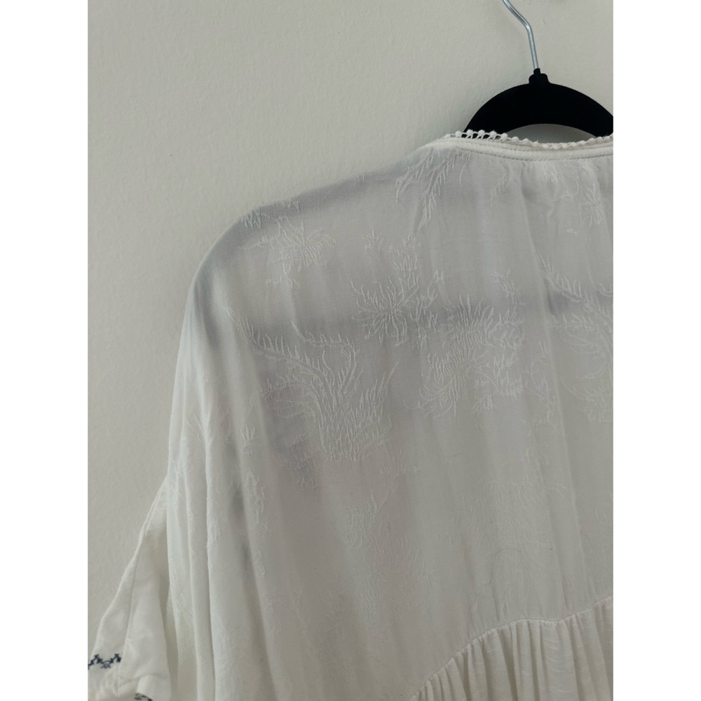 Knox Rose White Short Sleeve Embroidered Peasant Top - Picture 5 of 7